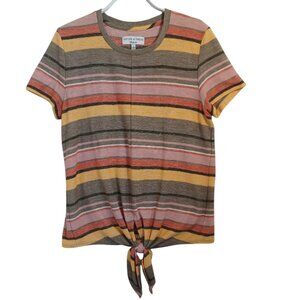 Madewell Texture & Thread Top Kieran Stripe Tie-Front Short Sleeve Tee Womens S
